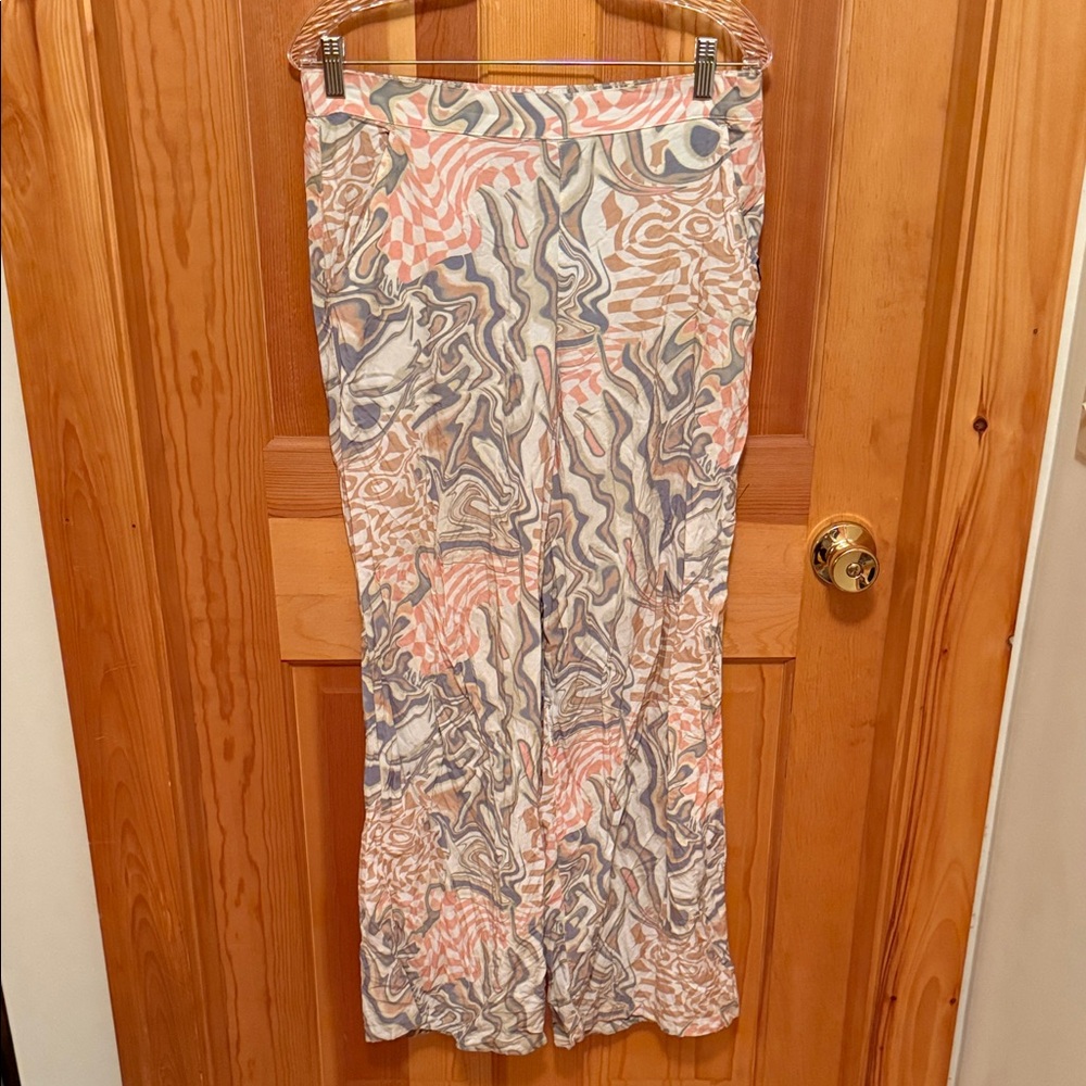 Vans Abstract Wide Leg Pants - Pink, Blue, Cream